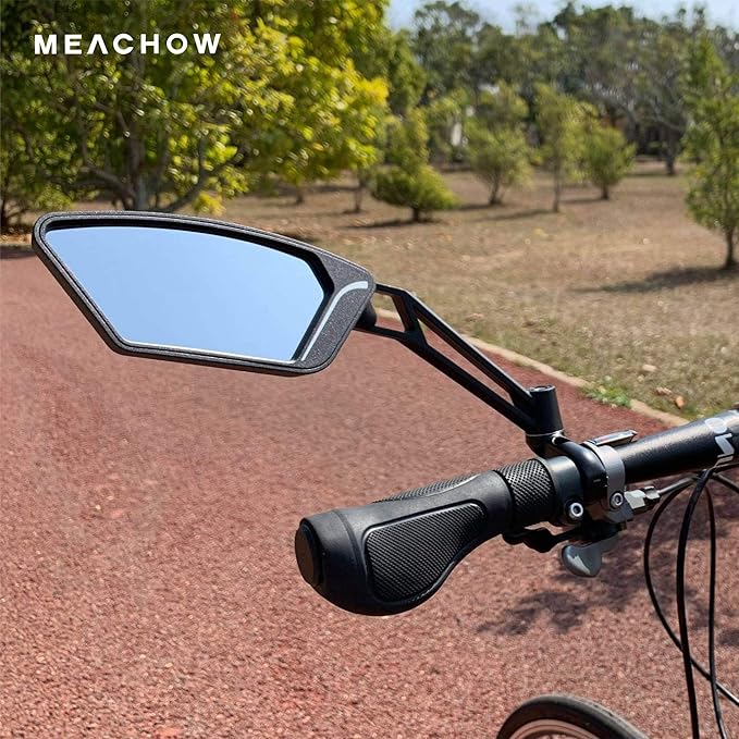 MEACHOW New Scratch Resistant Glass Lens,Handlebar Bike Mirror, Adjustable Safe Rearview Mirror, Bicycle Mirror,ME-003