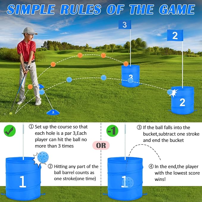 deAO Golf Yard Game Backyard Golf Games for Kids Adults, Portable 6 Holes Golf Course with Balls and Flag,Family Golf Gifts for Outdoor Indoor,Lawn, Park, Beach, Camping, Hotel (Blue)