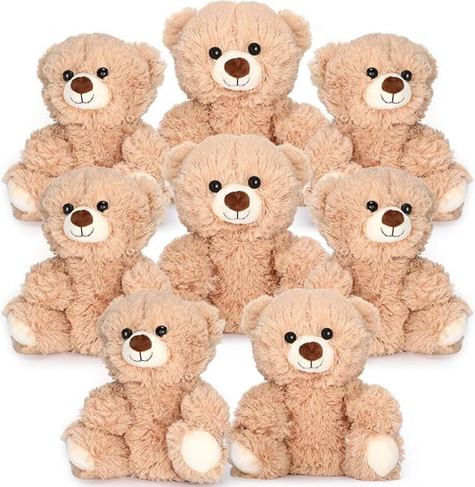 Jenaai 8 Pcs 10 Inches Stuffed Animal Bear Bulk Gift Soft Cute Baby Shower Bear Small Stuffed Plush Toys for Girls, Boys, Back to School Birthday Wedding Party(Classic Style)