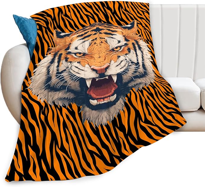 Tiger Throw Blanket Tiger Stuff Gifts for Kids Girls Boys Adults Women Men Soft Cozy Warm Plush Fluffy Fuzzy Fleece Blanket Decor 50''X60''