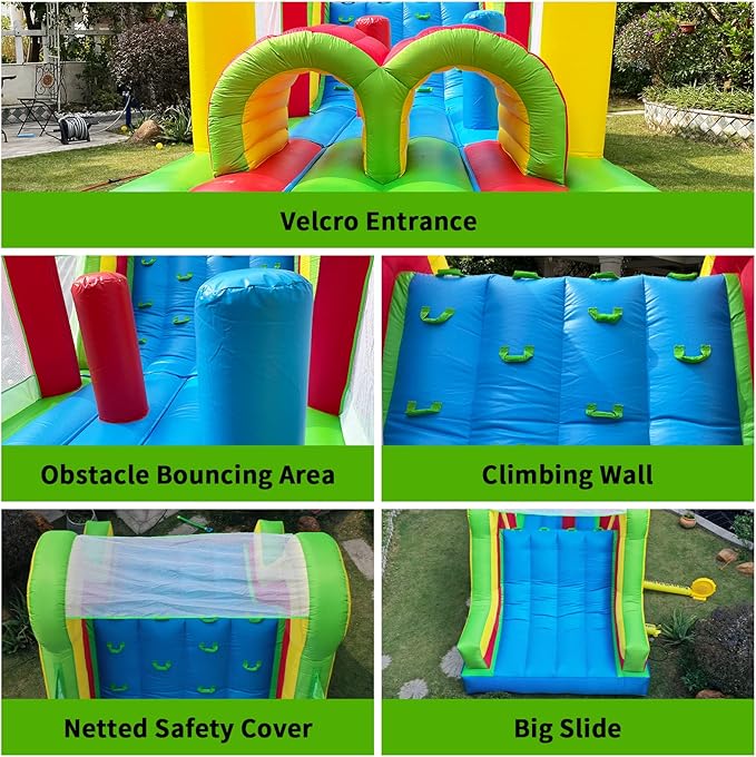 YARD Bounce House for Big Kids 5-12, 21.3'x9.2'x7.9' Inflatable Obstacle Course Bouncy Castle with Large Slide for Ages 3-6,8-12, Jump House with 750w Blower for Outdoor Party
