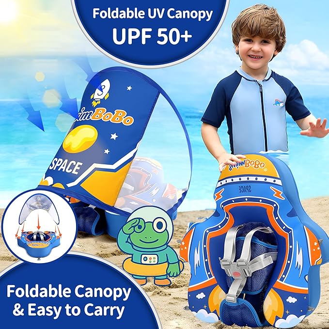 Baby Beach Float with Canopy 1 Year Old Pool Float 6 Month Pool Float 12 Month Swim Float for Infants & Toddlers Infant Swim Float