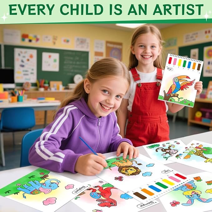 Paint with Water Coloring Books for Toddlers,Animal Theme Mess Free Watercolor Painting Papers for Kids Water Color Paint Kit Art Craft Gift for Ages 1-3, 4-8
