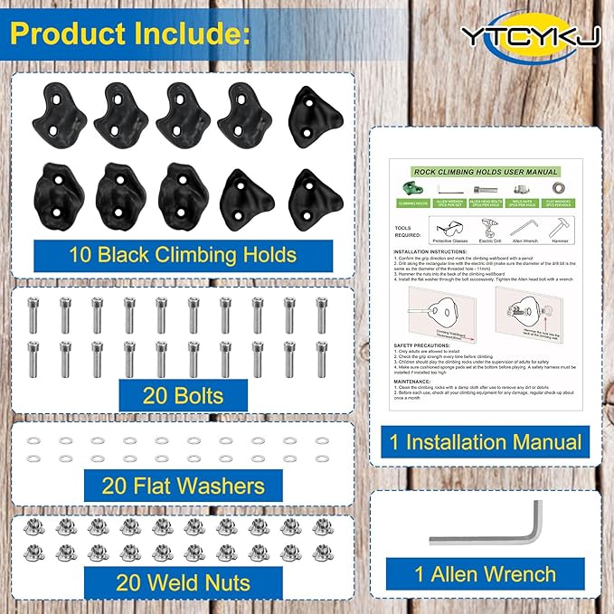 10PCS Rock Climbing Holds for Kids Climber,𝗘𝘅𝘁𝗿𝗮 𝗟𝗮𝗿𝗴𝗲 Adult Rock Climbing Stones with Mounting Hardware for Indoor Outdoor Rock Climbing Wall,Perfect for Family Fun & Exercise