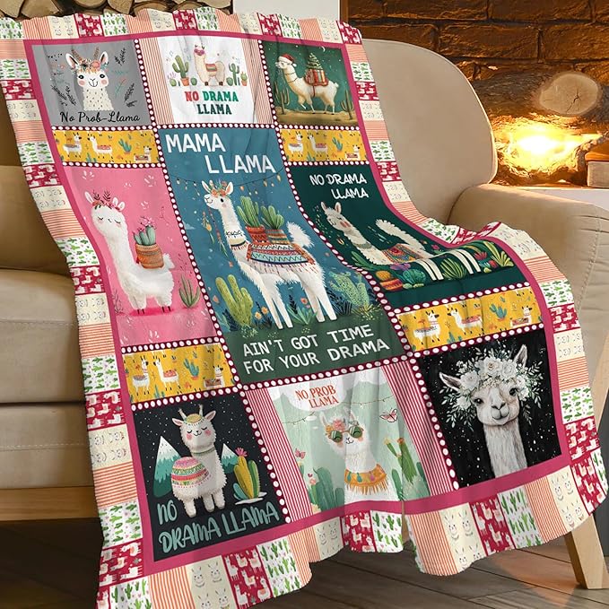 Llama Blanket, Alpaca Throw Blanket,Llama Tropical Gifts Blankets Stuff Fleece Flannel Plush for Girls Women Men Boys Lovers Adults Soft Bedding Gift for Sofa Bed Office Home Decor 50"x40"