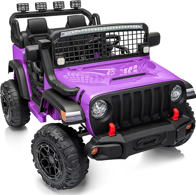 2 Seater Ride on Car Toy, 24V 4WD Electric Car for Kids 4-8 with Remote Control, 4x200W Motors, Capacity 110 lb - Purple