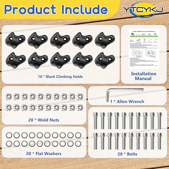 10PCS Rock Climbing Holds for Kids Climber,𝗘𝘅𝘁𝗿𝗮 𝗟𝗮𝗿𝗴𝗲 Adult Rock Climbing Stones,Indoor and Outdoor Rock Wall Climbing Kit with Mounting Hardware for Playground PlaySet Building