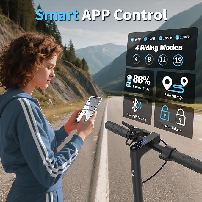 WERHY Electric Scooter, 350W/500W Motor, Top Speed 19/22 mph, Max 16/23/25/28Miles Ranges, Foldable E Scooter for Adults