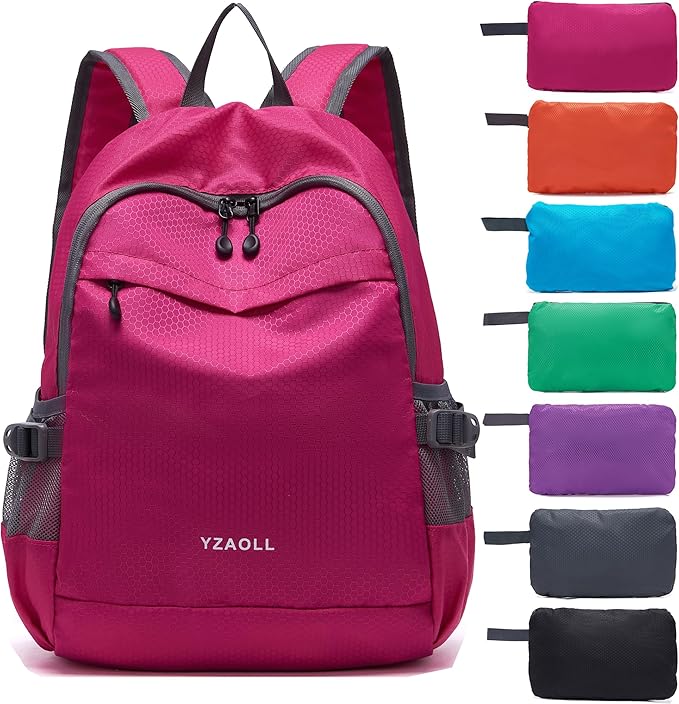 YZAOLL Small Lightweight Packable Hiking Backpack, 20L Hiking Backpack Day Pack for Women Men Travel Camping Vacation,Rose