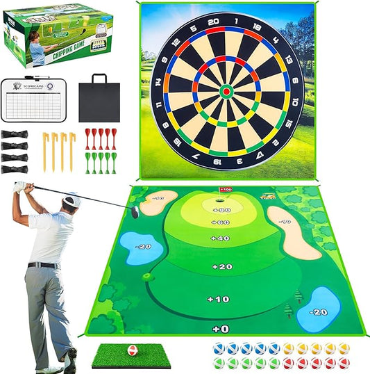 Battle Golf Game Set Chipping Game Practice Mat Games for Backyard Fun and Swing Training, Golf Hitting Mat Play for Golf Parties and Kids Family Activities Outdoor