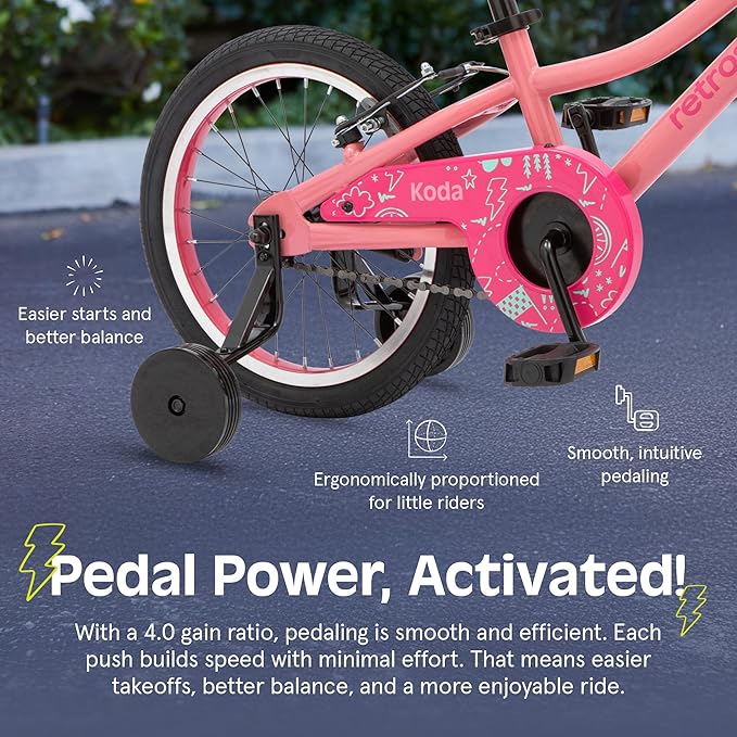 Retrospec Koda Plus Kids Bike for Boys & Girls Ages 4-6 Years - 16" Children's Bicycle, Adjustable Seat & Handlebars