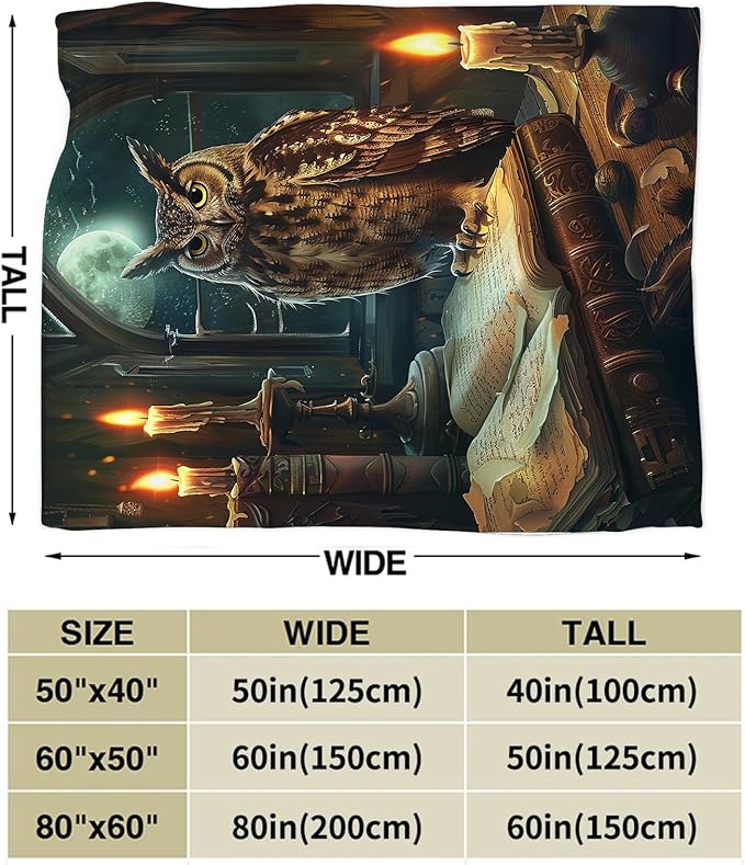 Owl Blanket Owls Gifts for Women Girls Book Throw Blanket Cozy Plush Fleece Flannel Lightweight Fuzzy Party Blankets for Bed Decor 60"X50"