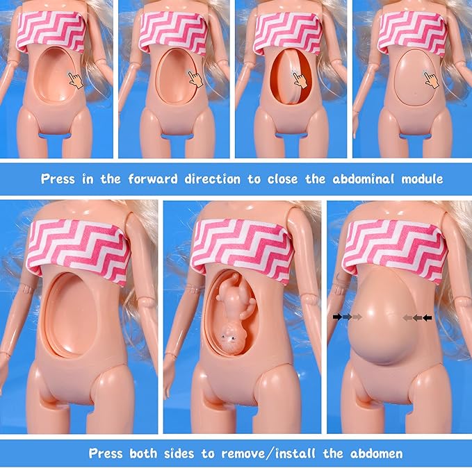 iBayda Family Dollhouse Dolls Playset - 6 People with Dollhouse Pets Included Pregnant Mom Dad 3 Kids and Accessories for 3-12 Years Old Toddlers Gift