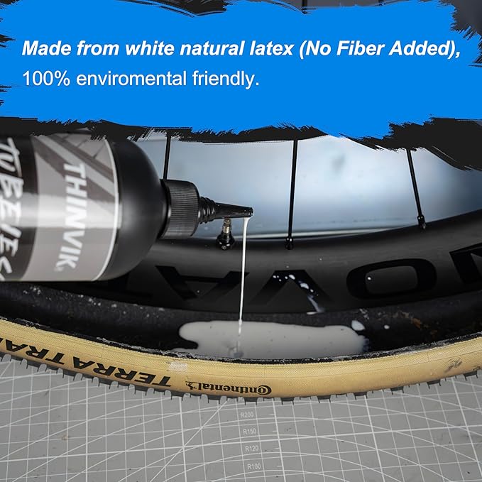 Thinvik Tubeless Tire Sealant 500ML/16.9oz No Puncture Hassle and Leak Prevention for Road Bike MTB CX and Gravel Bicycle Tubeless Tyres Sealant Injector Set/500ML(Single)