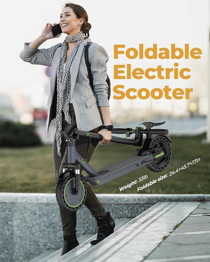Electric Scooter - 8.5"/10'' Solid Tires, 350W/500W Motor, Up to 19-22MPH and 21-24Miles Long-Range Portable Commuting Scooter for Adults with Double Braking System and App