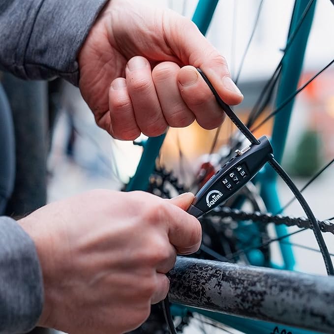 Squire Bike Locks STRAPLOK™ Combi 10 - Ultra-Lightweight Multi-Functional Zip-Tie Style Café Bike Lock with 10mm Stainless Steel Core, 450mm Length, 3-Wheel Recodable Combination