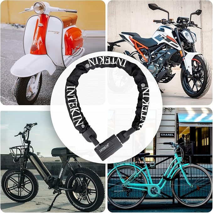 Bike Chain Lock 3FT/4FT/5FT Heavy Duty Bike Lock Anti-Theft Bicycle Chain Lock 8mm/10mm Thicker Bicycle Lock Chain Bike Lock with 3 Keys for Bike, Motorcycle