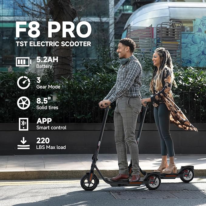 TST Electric Scooter for Adult, Up to 19 MPH and 20 Miles Long Range E Scooter, 8.5"/10" Solid and Pneumatic Tire, Portable Folding EScooter with Dual Brakes, Commuting Escooter App Control