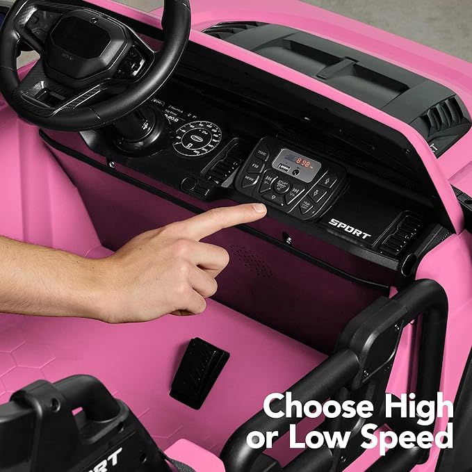 Best Choice Products Kids 24V 2-Seater Electric Ride On Car Truck w/ 132lb Weight Capacity, Parent Control, Bluetooth, LED Lights - Pink