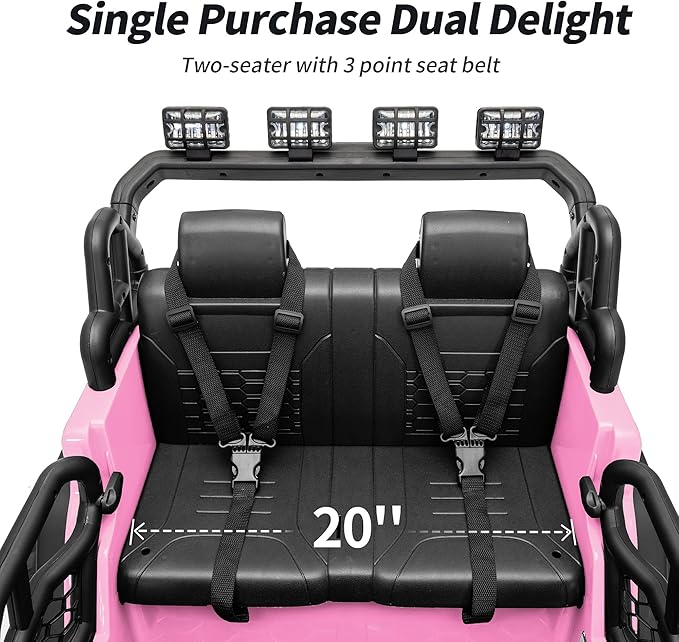 2 Seater Ride on Car Toy, 24V 4WD Electric Car for Kids 4-8 with Remote Control, 4x200W Motors, Capacity 110 lb - Light Pink