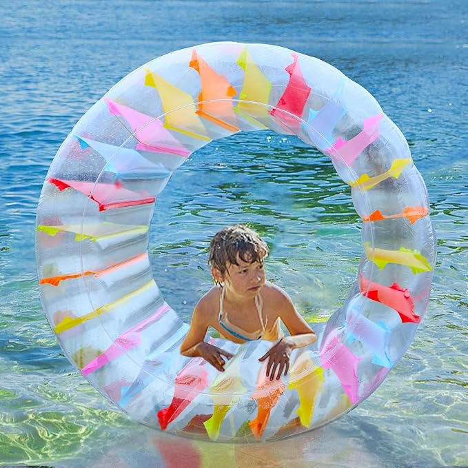 Joliyoou Water Wheel Pool Float, 47" Inflatable Roller Float for Kids, Giant Colorful Pool Toy for Children Swimming Pools, Lakes, Beaches, Lawns, Summer Parties Fun