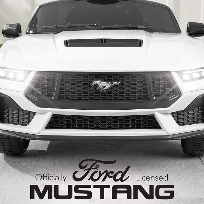 Best Choice Products Kids 12V Electric Ride On Car Officially Licensed Ford Mustang w/Parent Control, LED Lights, 2 Speeds, Bluetooth - White