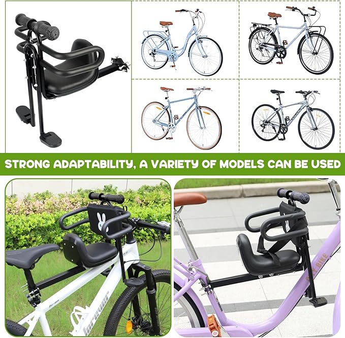 Child Bike Seat - Front Mount, Kids Bike Seat for Adult Bike,Retractable Baby Bike Seat Front Mounted, Toddler Bike Seat for Children 8 Months~6 Years