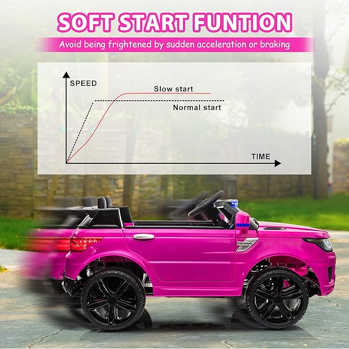 Police Cars for Kids Electric Car TOBBI 12V Childrens Powered Ride Ons for Toddlers Cop Cars with Parental Remote Control, Siren, Flashing Lights, Music, Rose Red