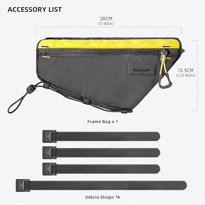 Rhinowalk Bike Triangle Frame Bag 1.7L, Waterproof Tool & Gear Bag with YKK Zippers, Cable Port & Pump Holder, Slim Fit – Black