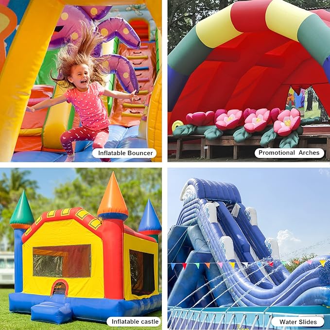 MOUNTO 1HP Inflatable Bounce House Blower, Energy Efficient, Low Amp Draw Inflatable Blower Fan for Inflatable Bounce House, Water Slide, and Obstacle Course for Kids