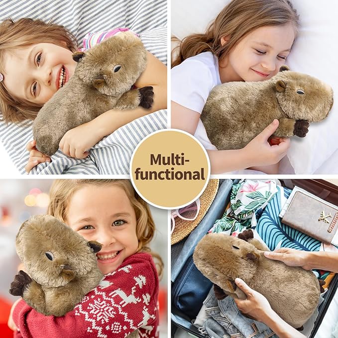Capybara Stuffed Animals, Microwavable Stuffed Animal Adorable Fluffy Capybara Plush for Warmth Comfort, Heatable Coolable Lavender Scent Toy, Cute Soft Plushie Gift for Kids Adult & Children Boy Girl