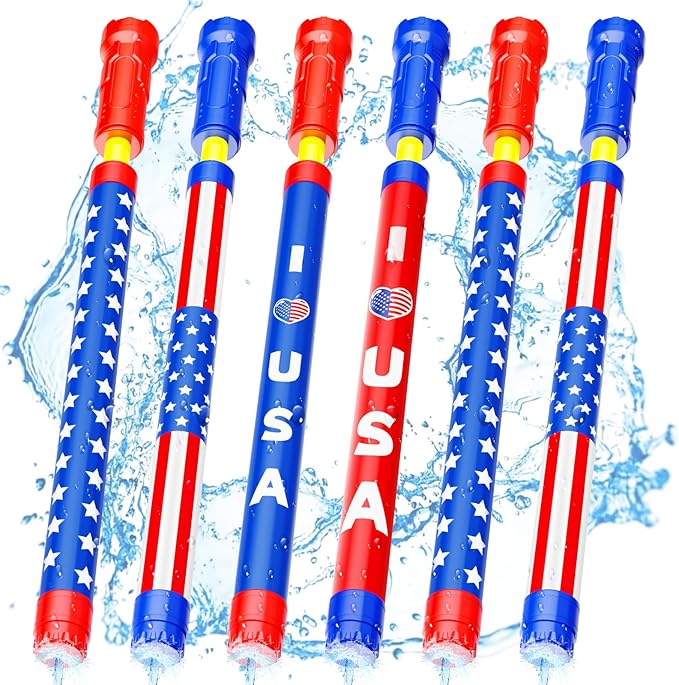 LQYoyz Water Gun 4th of July Idependence Day Super Water Soaker Blaster - 6 PCS Squirt Gun for Kids Water Game Fighting Toys for Summer Swimming Pool Beach Activity