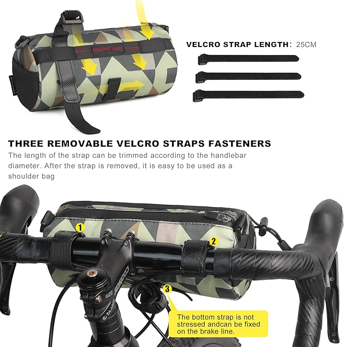 Rhinowalk Bike Handlebar Bag, Bicycle Front Bag Shoulder Bag Storage Bag with Shoulder Strap for Road Mountain Bike Cycling Travel