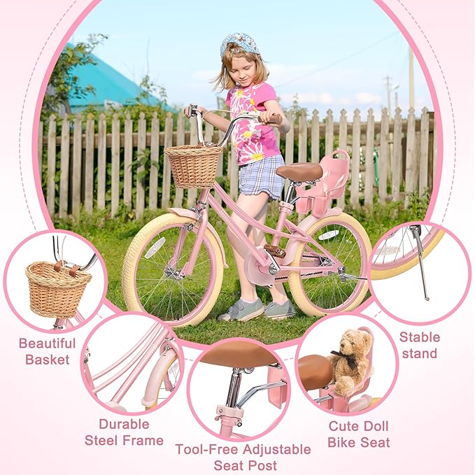XJD Girls Bike for Toddlers and Kids Ages 2-12 Years Old,12 14 16 Inch Kids Bike with Training Wheels & Basket