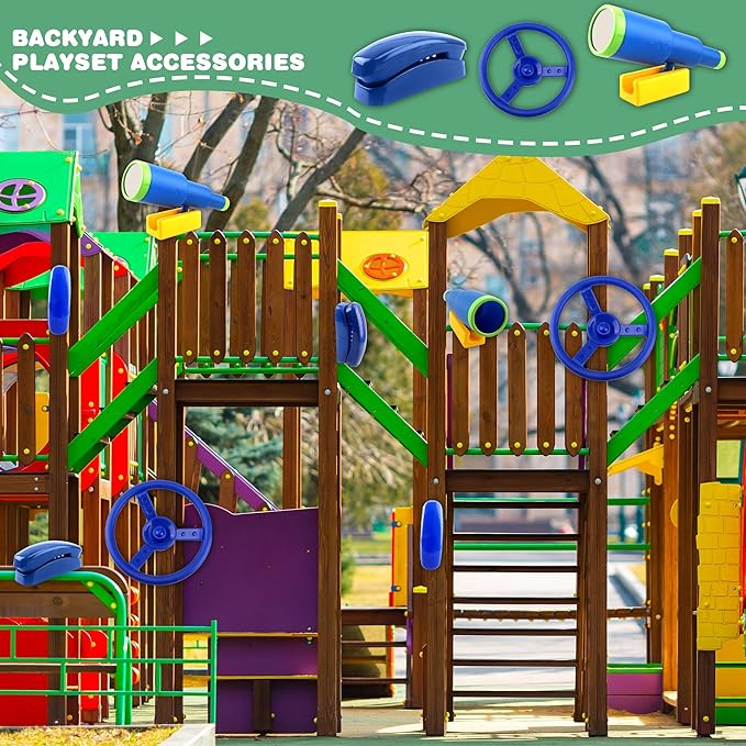 Playground Accessories Swingset Steering Wheel Plastic Telescope Telephone Swingset Phone Toy for Kids Outdoor Playground Backyard Treehouse