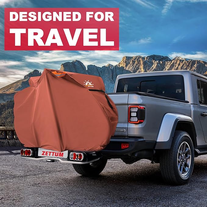 Bike Cover for Transport 3 Bikes - Outdoor Bike Covers for 3 Bikes on Rear Bike Rack Transport Heavy Duty Waterproof, 600D Bicycle Rack Cover for 3 Bikes on Car Hitch Travel Storage