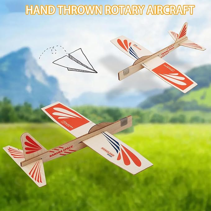 5-Pack Balsa Wood Airplane Glider Kits for Kids - Model Toy Airplane Set | Perfect for Outdoor Flying in Yards, Parks & Open Spaces