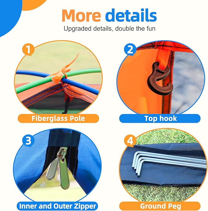 NARMAY® Play Tent Summer Camping Dome Tent for Kids Indoor/Outdoor Fun - 60 x 60 x 44 inch