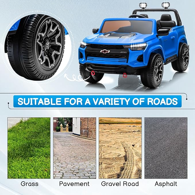 Winado 24V Licensed Colorado Electric Car for Kids, Ride on Toys for Toddlers with Remote Control, 2 Seater Electric Car Ride On Vehicle w/Bluetooth, Soft Start, LED Lights - Blue