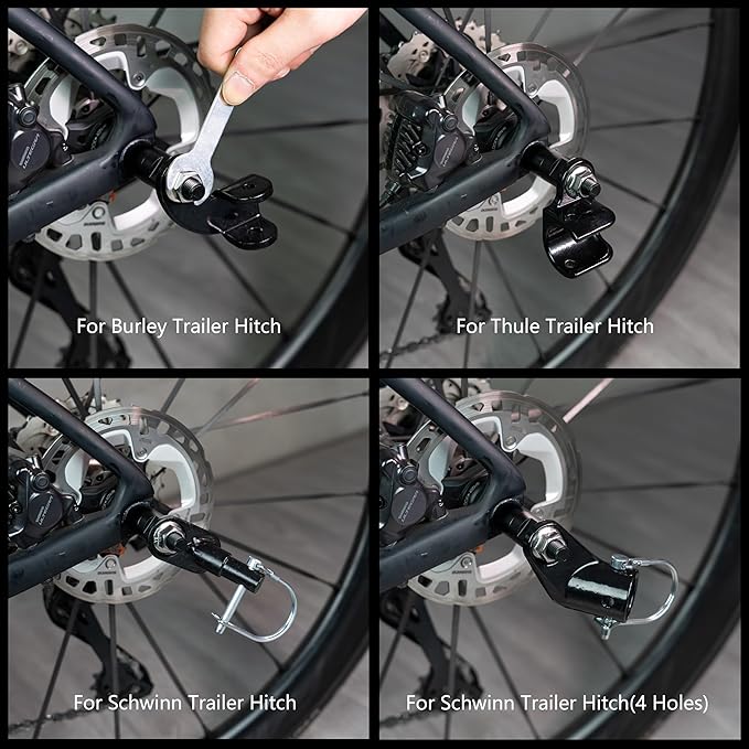 Thinvik Bike Thru Axle Adapter for Trailer Hitch 12mm Thru Axle 1.0/1.5/1.75 Thread Pitch Shaft Length 178/~187mm for Instep, Schwinn, Allen Sports Thule Chariot, Burley, Hamax, Retrospec