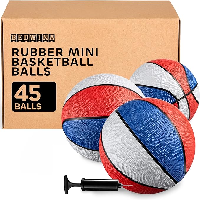 Rubber Mini Basketball Balls for Kids 7 Inch, Size 3 Pack of 45 - Mini Hoop Outdoor Basketball Set & Indoor, for Small Hoops & Pool Parties - Kids Party Favors