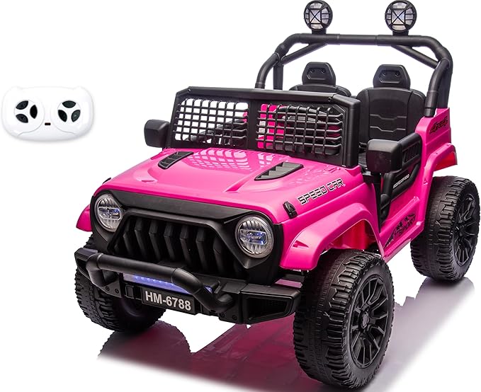 24V Ride On Car, Electric Car for Kids, Ride on Toys, Kids Cars with 3 Speeds Adjustable, Bluetooth, Parent Remote Control, Spring Suspension, AUX Port-Pink