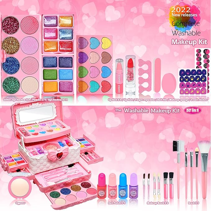 Kids Makeup Sets for Girls - Kids Makeup Sets for Girls 3-4,Play Make Up Kit,Maquillaje para Niñas, Best Toys for Little Girl,Princess Toddler Kid Stuff, Ages456789 10-12 Year Old Girl Birthday Gifts