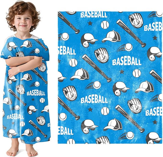 Wajade Baseball Gifts for Boys Girls - Baseball Blanket Birthday Christmas Decor for Kids Age 3 4 5 6 7 8 9 10 11 12 Years Old Teens Child Toddler Throw Blue 50"x60"