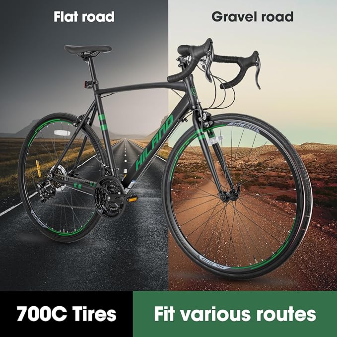 HILAND 700c Road Bike 14 Speed, Aluminum Frame Racing Bike, City Commuter Bicycle for Men Women