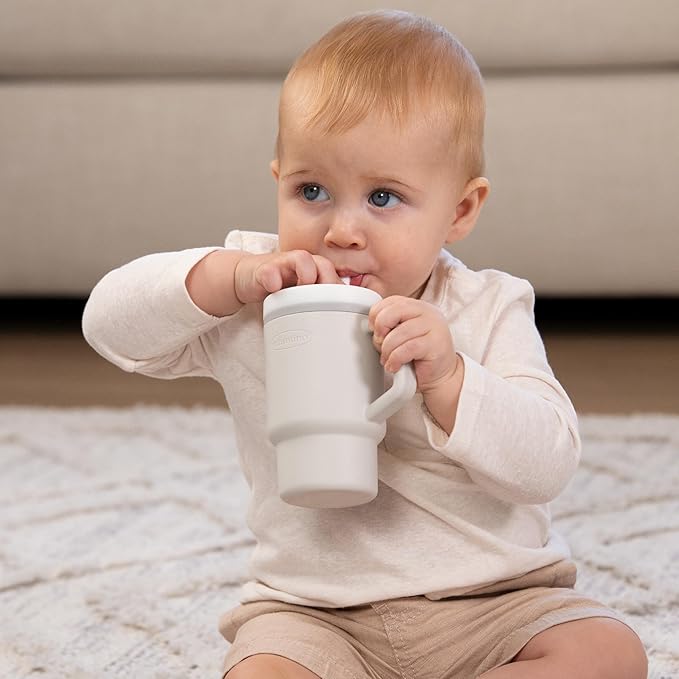 Infantino My 1st Tumbler, Silicone Sippy Cup with Straw & Handle, Spill-Resistant Baby Cup for On-the-Go, BPA-Free Transition Bottle