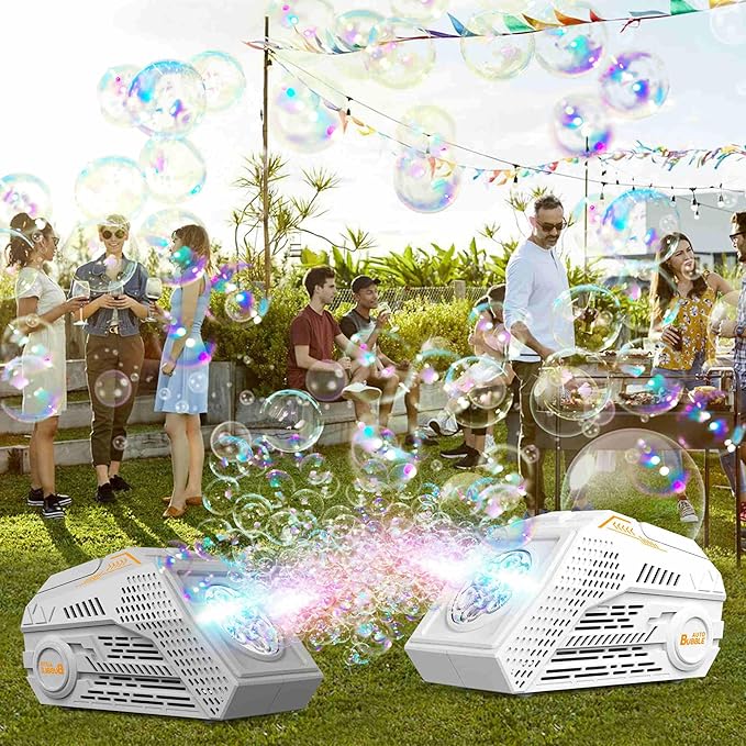 2-Pack Bubble Machine,Automatic Bubble Blower with 4 Rechargeable Batteries 20000+ Big Bubbles Per Minute Toys for Kids Summer Outdoor Birthday Wedding Party(Black+Black)