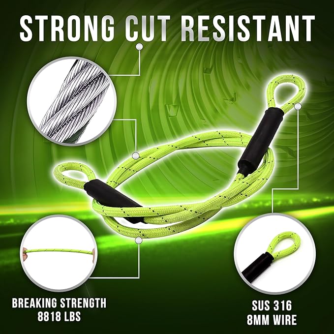 Big & Strong 7/16" Steel Security Cable Lock (7FT/13FT) with Looped Ends Anti-Theft for High-Value Assets, Protection of Motorcycles, Generators, Jobsite Tools, Grills & More