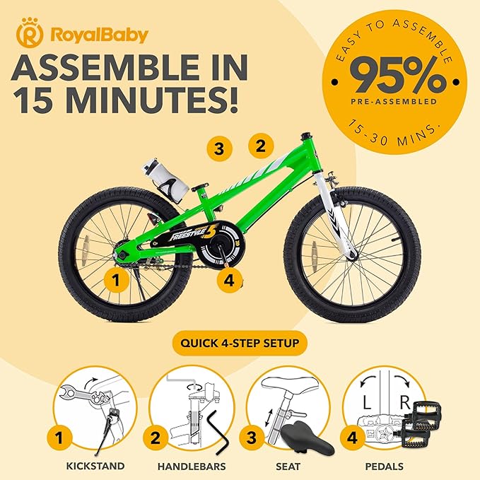 RoyalBaby Kids Bike EZ Balance to Pedal Dual Handbrake Toddlers Boys Girls Bicycle 12-20 Inch for Age 3-10 Years