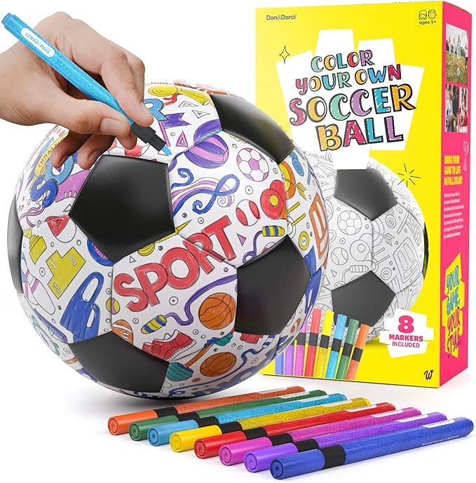 Soccer Ball Coloring Kit for Kids - Soccer Gifts for Girls & Boys - Sports Gifts - 3 4 5 6 7 8 Year Old Boy Birthday Gift - Craft Kits for Kids Ages 4-8 - Boy Toys for 4 Year Old - Games Accessories